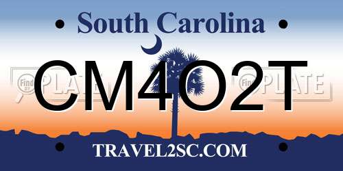 CM4O2T South Carolina License Plate