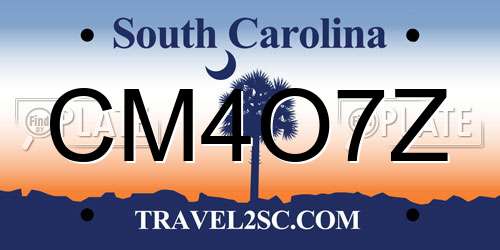 CM4O7Z South Carolina License Plate