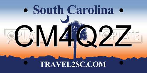 CM4Q2Z South Carolina License Plate