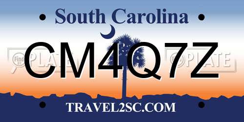CM4Q7Z South Carolina License Plate