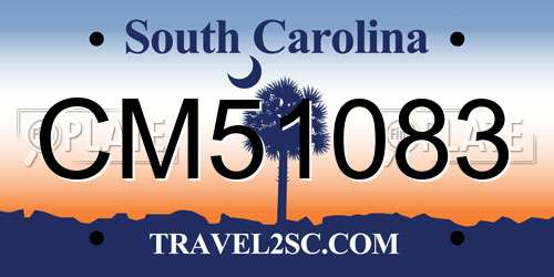 CM51083 South Carolina License Plate