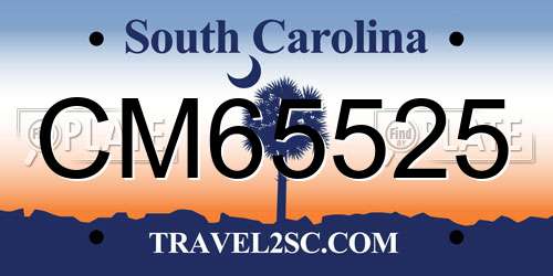 CM65525 South Carolina License Plate