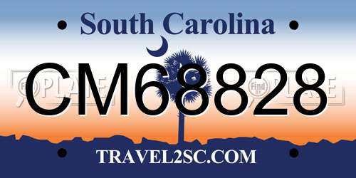 CM68828 South Carolina License Plate