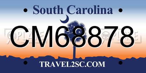 CM68878 South Carolina License Plate