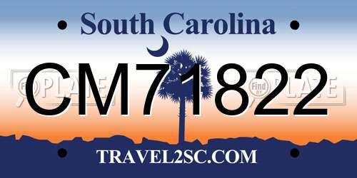 CM71822 South Carolina License Plate