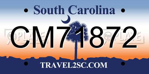 CM71872 South Carolina License Plate