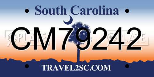 CM79242 South Carolina License Plate