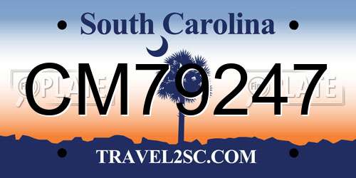 CM79247 South Carolina License Plate