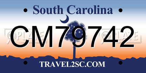 CM79742 South Carolina License Plate