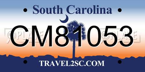 CM81053 South Carolina License Plate