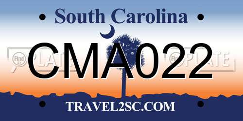 CMA022 South Carolina License Plate