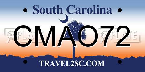 CMAO72 South Carolina License Plate