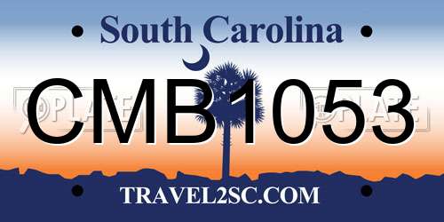 CMB1053 South Carolina License Plate