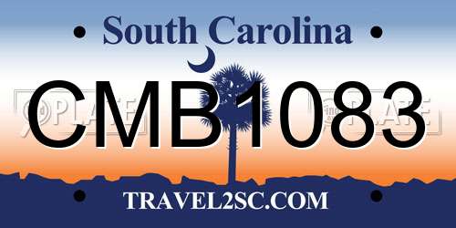 CMB1083 South Carolina License Plate