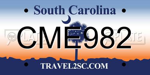 CME982 South Carolina License Plate