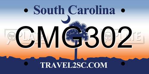 CMG302 South Carolina License Plate