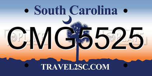 CMG5525 South Carolina License Plate