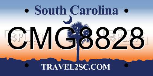CMG8828 South Carolina License Plate