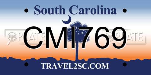 CMI769 South Carolina License Plate