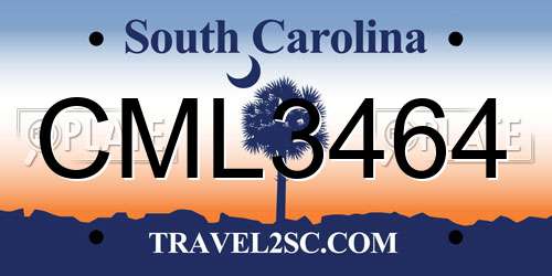 CML3464 South Carolina License Plate