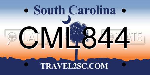 CML844 South Carolina License Plate