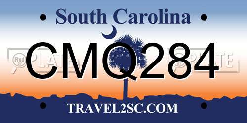 CMQ284 South Carolina License Plate