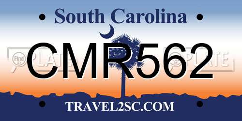 CMR562 South Carolina License Plate