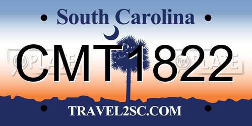 CMT1822 South Carolina License Plate