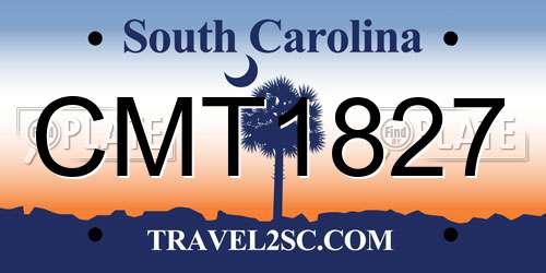 CMT1827 South Carolina License Plate