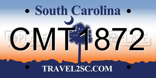 CMT1872 South Carolina License Plate