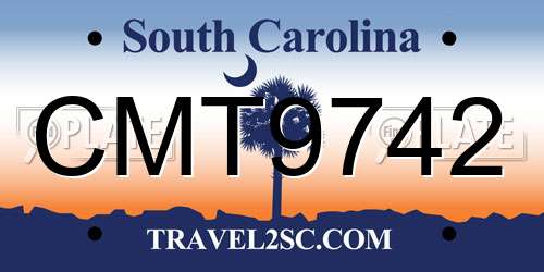 CMT9742 South Carolina License Plate