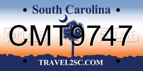 CMT9747 South Carolina License Plate