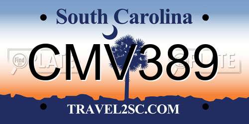 CMV389 South Carolina License Plate