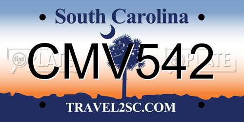 CMV542 South Carolina License Plate