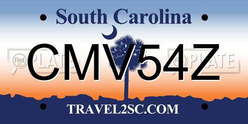 CMV54Z South Carolina License Plate
