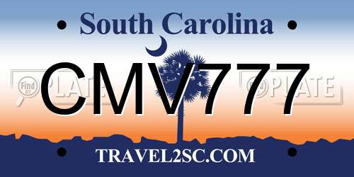 CMV777 South Carolina License Plate