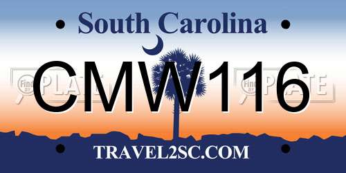 CMW116 South Carolina License Plate