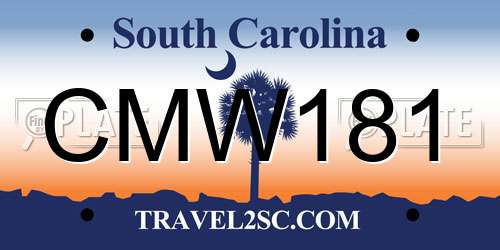 CMW181 South Carolina License Plate