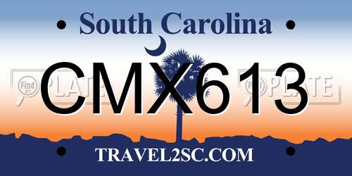 CMX613 South Carolina License Plate