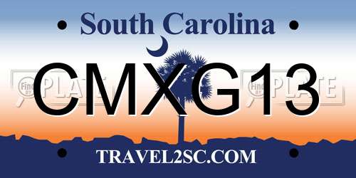 CMXG13 South Carolina License Plate