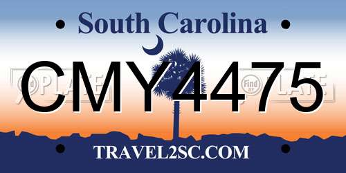 CMY4475 South Carolina License Plate