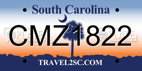 CMZ1822 South Carolina License Plate
