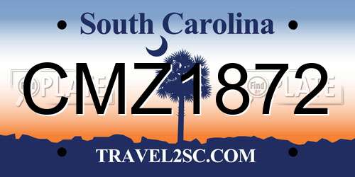 CMZ1872 South Carolina License Plate