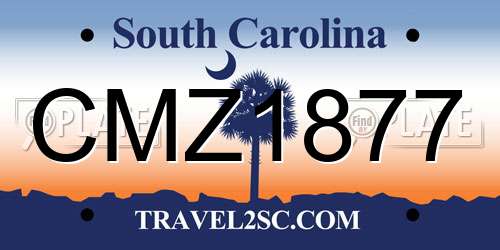 CMZ1877 South Carolina License Plate