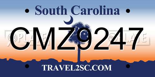 CMZ9247 South Carolina License Plate