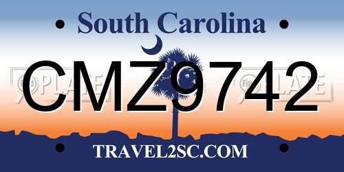 CMZ9742 South Carolina License Plate