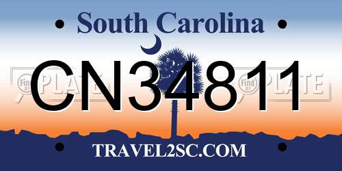 CN34811 South Carolina License Plate