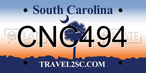 CNC494 South Carolina License Plate