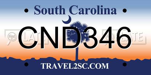 CND346 South Carolina License Plate