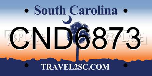 CND6873 South Carolina License Plate